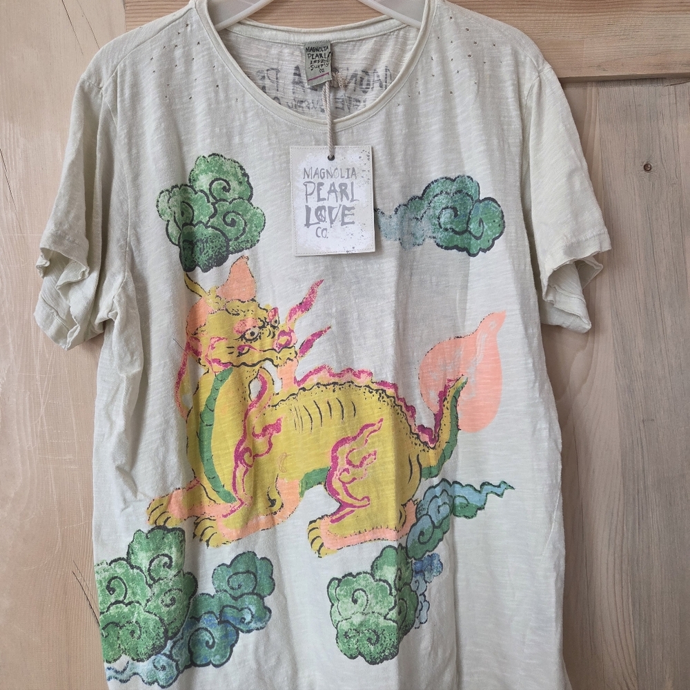Magnolia Pearl Cotton Jersey Magic Dragon Boyfriend Tee Women’s OS NWT